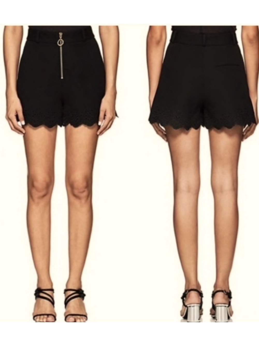 Derek Lam 10 Crosby black scallop high waisted shorts 6